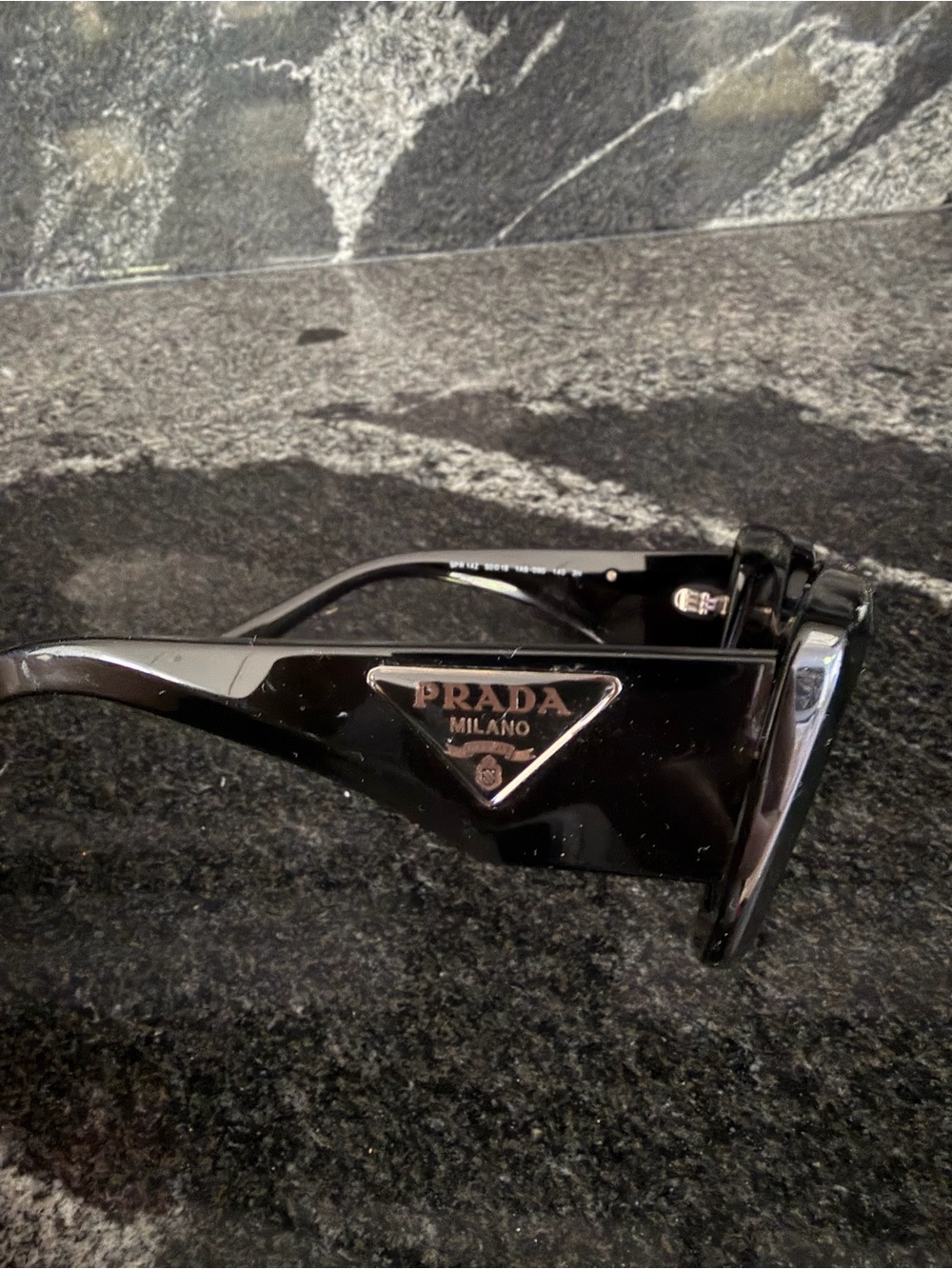 Prada Black Triangular Logo Acetate Sunglasses